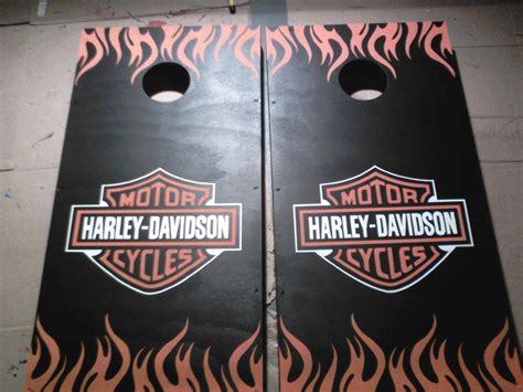 Hand Painted Harley Davidson Cornhole Boards | Harley davidson decor ...