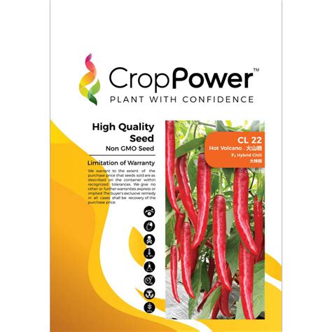 Benih Cili CL22 Hot Volcano F1 Hybrid Chili Crop Power 10g