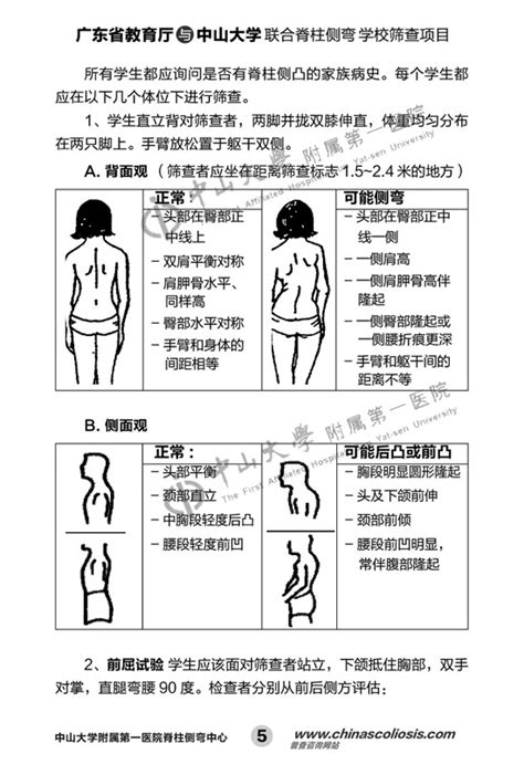 脊柱侧弯学校筛查基本知识宣传手册广东省新苗脊柱侧弯预防中心 脊柱侧弯新苗基金