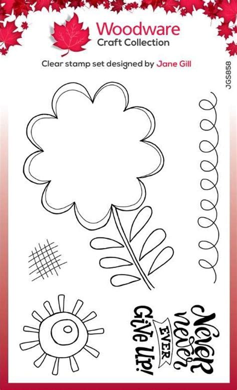 Woodware Clear Singles Petal Doodles Never Give Up 4 In X 6 In Stamp