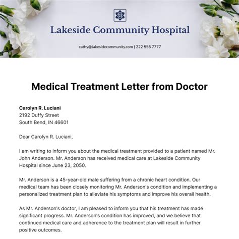 Free Medical Treatment Letter From Doctor Template Edit Online