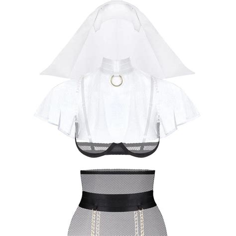 Role Play Lingerie Nun Costume With Mesh And Veil Unique Gift For Her Perfect Gift For