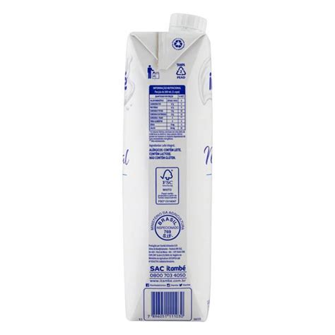 Leite UHT Integral Itambé Natural Milk Caixa Tampa 1l Super José