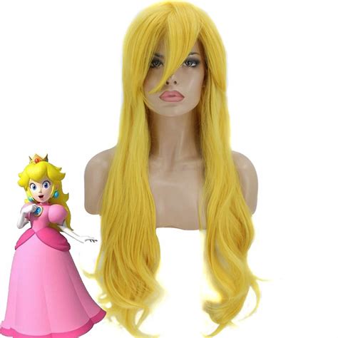 Super Mario Brothers Princess Peach Cosplay Wig Golden Long Wavy Heat