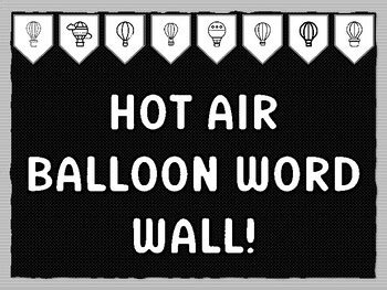 Hot Air Balloon Word Wall Hot Air Balloon Bulletin Board Kit Ready To