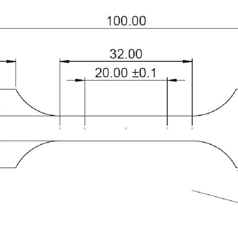 Geometry Of Tensile Specimen Based On Astm E Em Dimensions In Mm