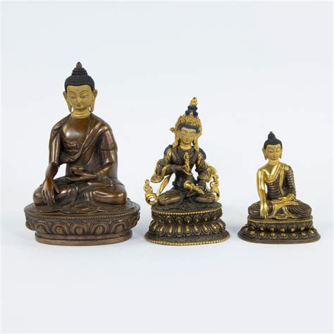 Lot Three Asian Bronze Figures Of Buddhist Deities