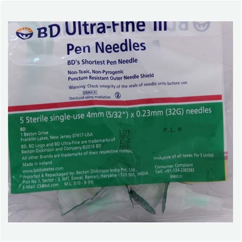 Bd Ultra Fine Iii Nano 4mm 32g Pen Needles 5 S Price Uses Side Effects Composition Apollo