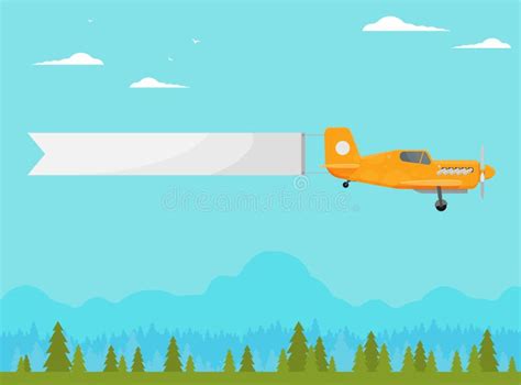 Flying Vintage Plane With The Advertising Banner Stock Vector