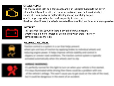 SOLUTION: Dashboard warning lights and meanings - Studypool