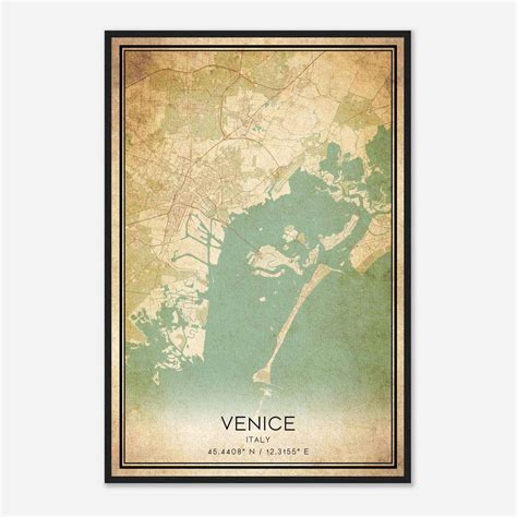 Vintage Venice Italy Map Poster, Venice City Road Wall Art Print