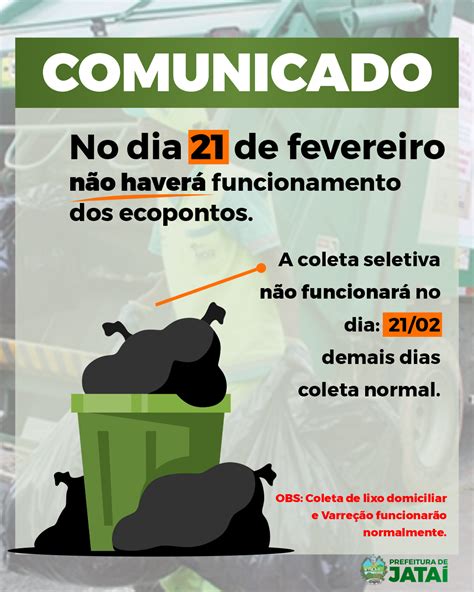 Comunicado Sobre Funcionamento Dos ECOPONTOS E Coleta Prefeitura