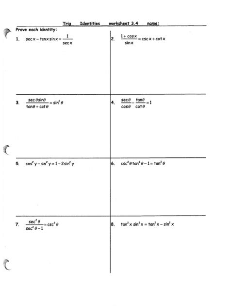 Extra Trig Identities Practice Pdf