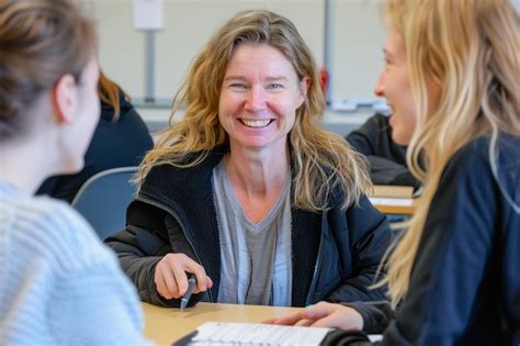Une enseignante mature travaillant avec de jeunes étudiants dans une salle de classe