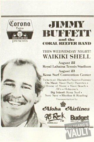 Jimmy Buffett Vintage Concert Handbill From Waikiki Shell Aug