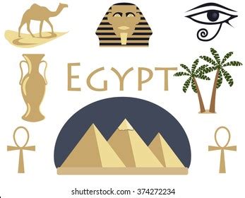 Welcome Egypt Symbols Egypt Tourism Adventure Stock Vector Royalty