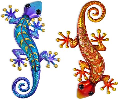 Amazon Tfro Cile Metal Gecko Wall Art 3 Pack Lizard Outdoor