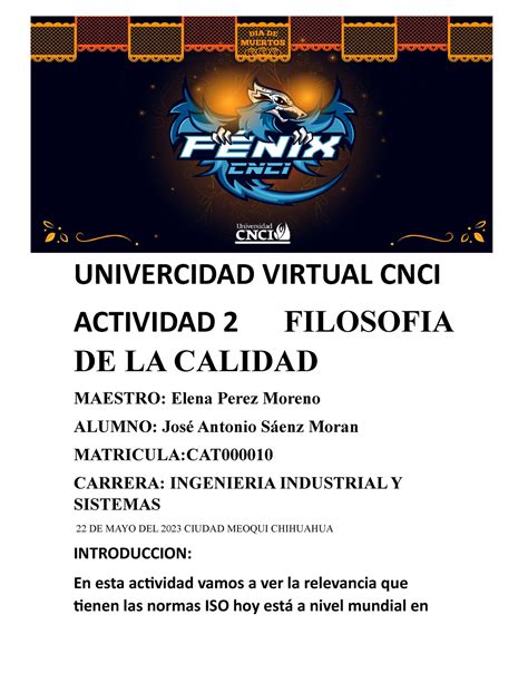 Filosofia DE LA Calidad Actividad 2 UNIVERCIDAD VIRTUAL CNCI