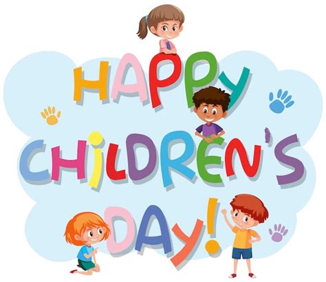 Happy Childrens Day Logo Vector Premium Download