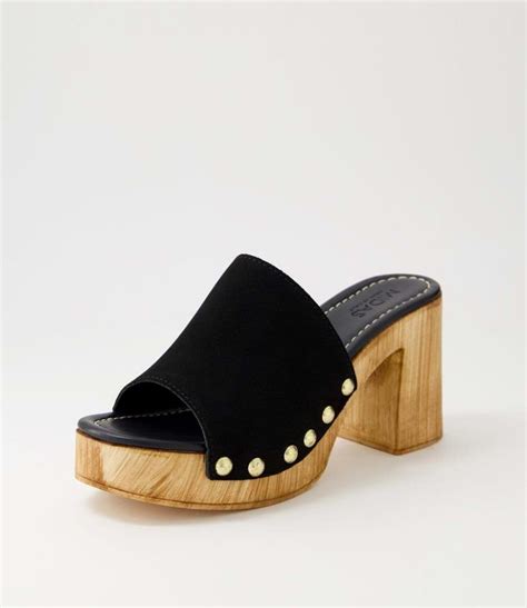 Platforms Midas Womens Harmon Black Suede Slides ⋆ Rogan Robert