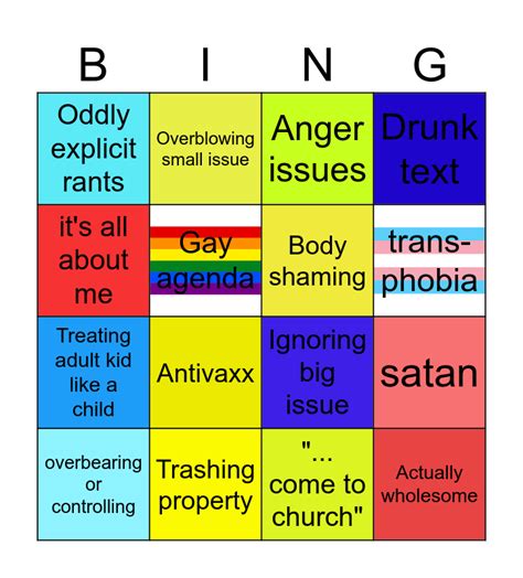 Insane Parents Bingo Card