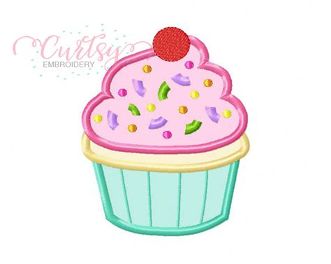 Cupcake Embroidery Design Cupcake Applique Design Cupcake Etsy