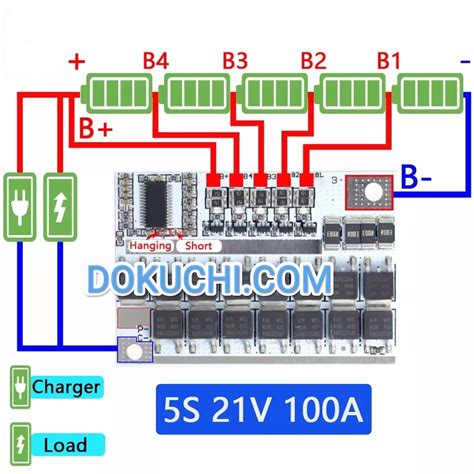 BMS 3S, 4S, 5S 100A универсальный контроллер (плата балансировки БМС ...