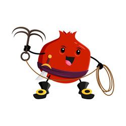 Cartoon Mango Fruit Pirate With Grappling Hook Vector Image