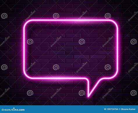 Vector Neon Pink Glowing Speech Bubble Sign Stock Vector Illustration