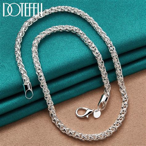 DOTEFFIL 925 Sterling Silver 8mm Chain Necklace For Man Women Fashion