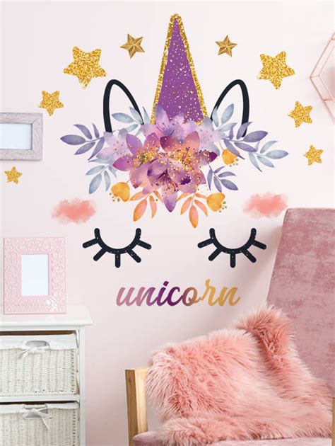 Pegatina de pared con estampado de unicornio Moda de Mujer SHEIN México