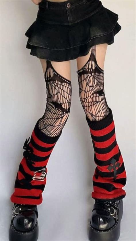 Harajuku Pins Spider Leg Warmers C0137 Estilo Urbano Tokio Ropa Rock