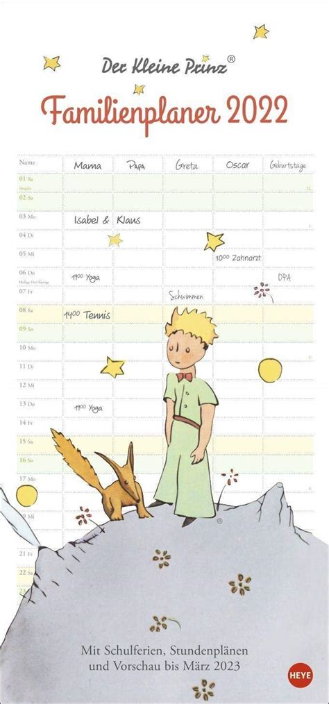 Der Kleine Prinz Familienplaner Kalender 2022 Heye Amazon de Bücher