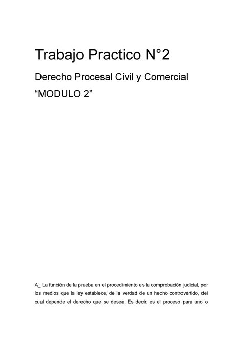 Trabajo Practico N Trabajo Practico N Derecho Procesal Civil Y