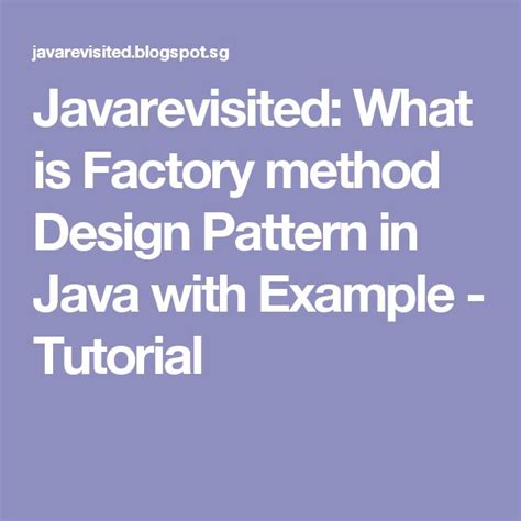 Javarevisited What Is Factory Method Design Pattern In Java With