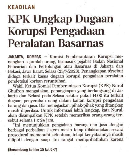 Kpk Ungkap Dugaan Korupsi Pengadaan Peralatan Basarnas Koran Humas