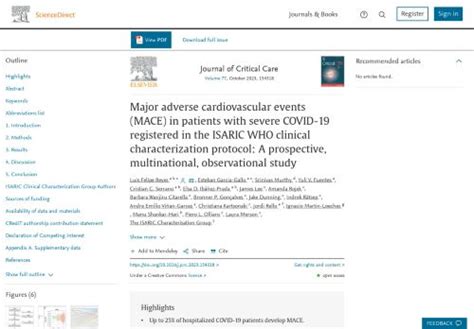 Major Adverse Cardiovascular Events Mace In Patients With Severe