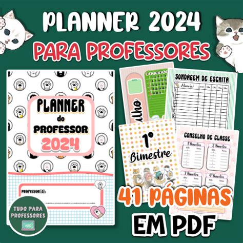 PLANNER PARA PROFESSORES 2024 TEMA GATO Tudo Para Professores