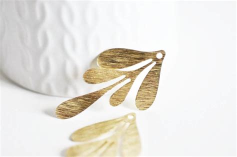 Pendentif Branche Feuille Laiton Breloque Laiton Brut Bijou Laiton