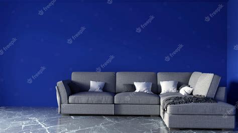 Premium Photo | Sofa set room blue wall