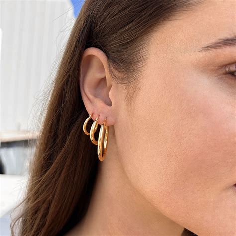 3mm Gold Tube Hoop Earrings Baby Gold