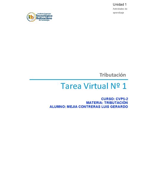 Tarea Virtual Tributaci N Luis Mejia Contreras Unidad