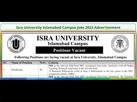 Isra University Islamabad Campus Jobs 2023 YouTube