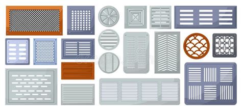 Air Vent Vector Outline Line Set Icon Vector Illustration Ventilation