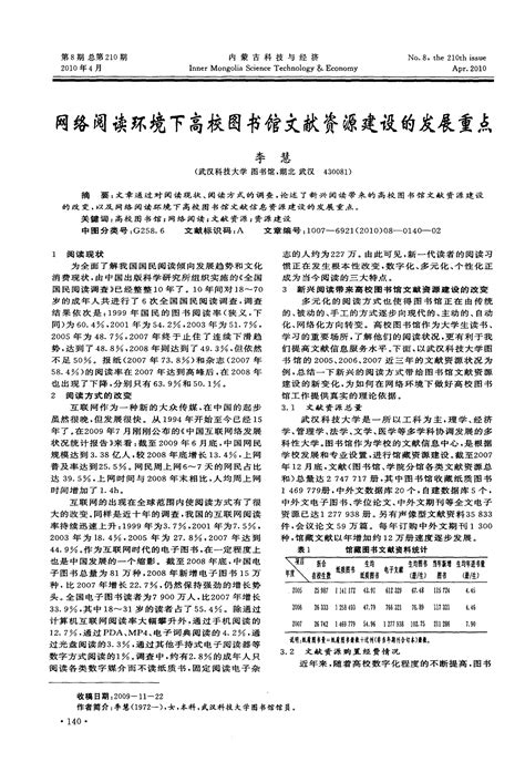 网络阅读环境下高校图书馆文献资源建设的发展重点word文档在线阅读与下载无忧文档