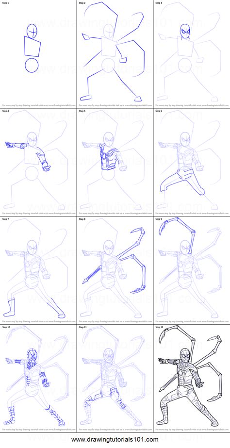 How To Draw Iron Spider Man Step By Step Man Iron Draw Drawing Step