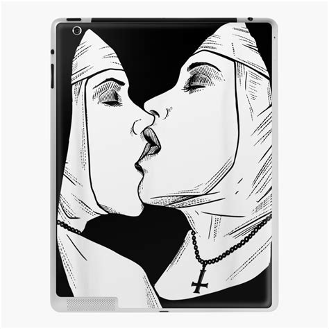 Sexy Lesbian Kiss Nun Bondage Satanic Occult Pagan BDSM Naughty Evil Unholy Nuns IPad Case