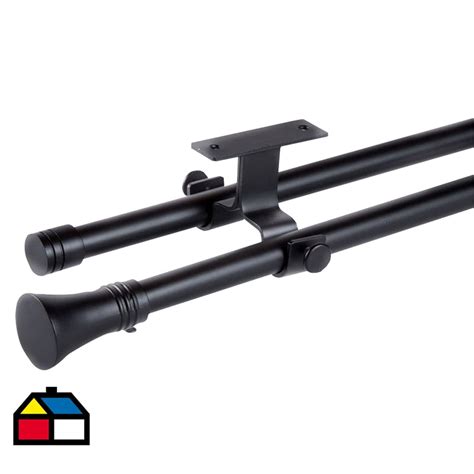 Set De Barra Doble Mm Extensible Cm C Nico Negro Sodimac