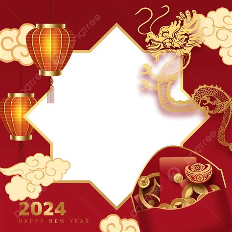 春節龍年twibbon邊框 農曆新年 2024年中国新年 中国十二生肖素材圖案，psd和png圖片免費下載