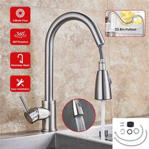 Single Handle Kitchen Sink Faucet Brushed Nickel Stainless Steel